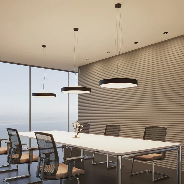 Arcchio lámpara colgante LED Vanida, negro, Ø 60 cm, arriba/abajo