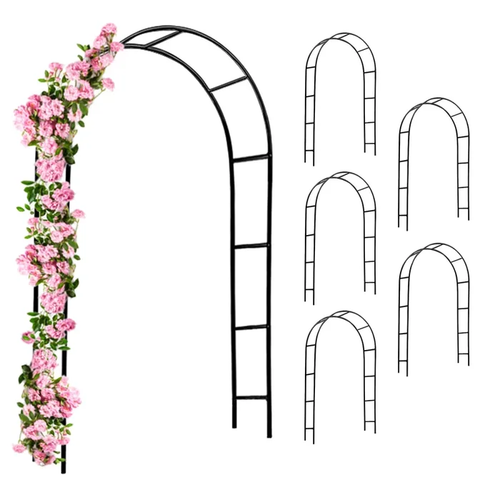 Arco de rosa juego de 6 negro 240x37x140cm