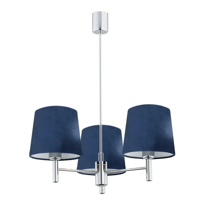 Argon 1381 – Lámpara colgante BOLZANO 3xE27/15W/230V azul/cromo brillante