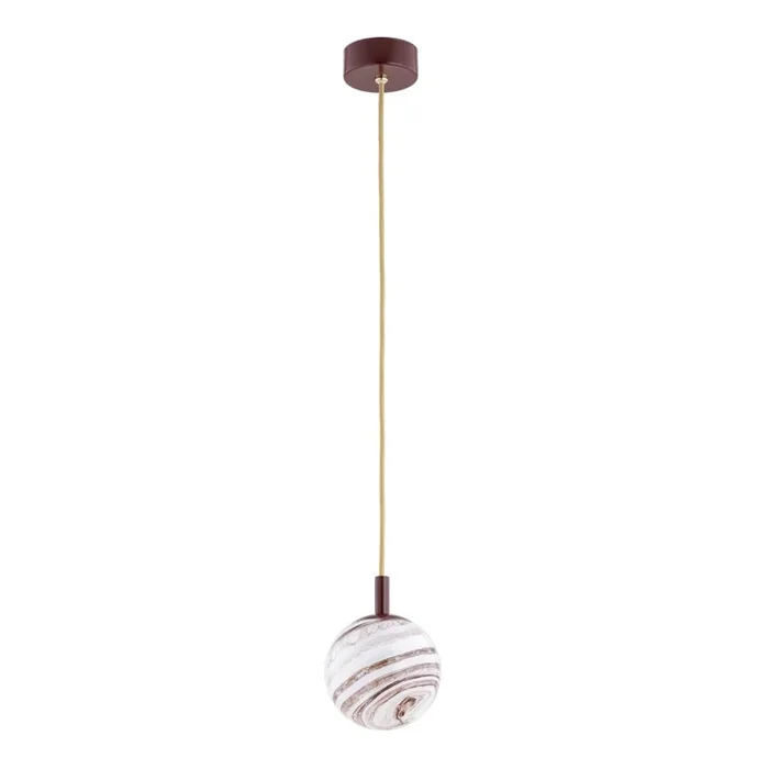 Argon 8452 – Lámpara colgante ALMIROS 1xE14/7W/230V diá. 12 cm alabastro marrón/dorado