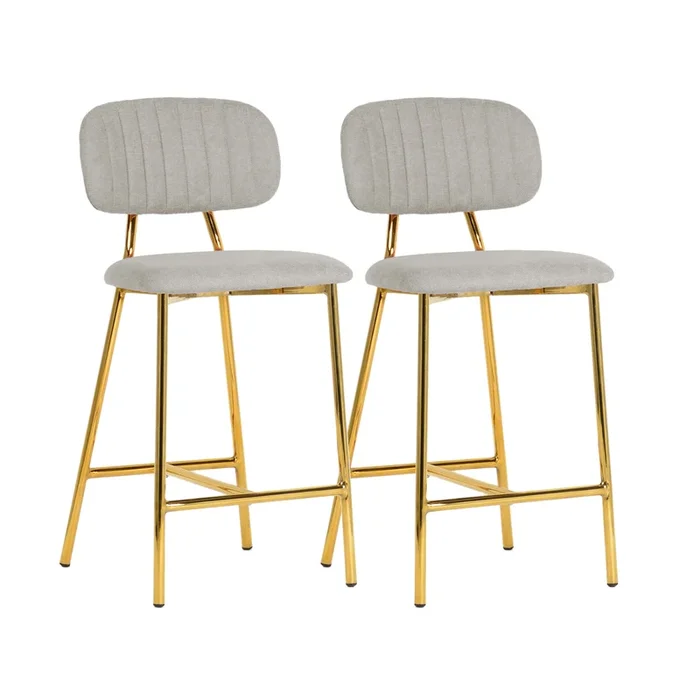 Ariana Grey Counter Stool with Gold Legs – Set of 2