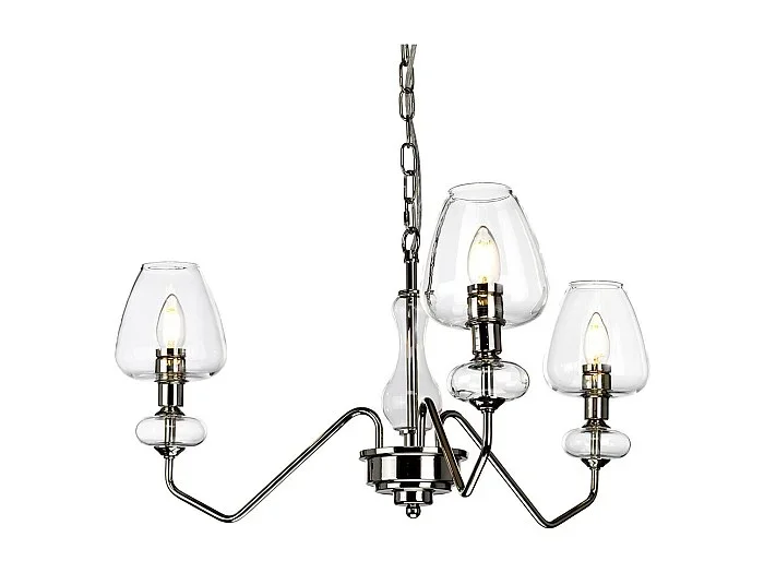 Armand 3 ljushänge, polerad nickel, glasskärm