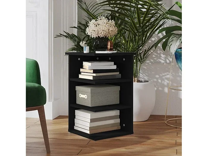 Armario auxiliar de madera contrachapada negro 35x35x55 cm