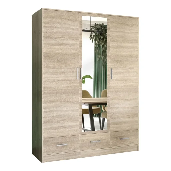 Armario con espejo SANNA 150×215 cm roble sonoma