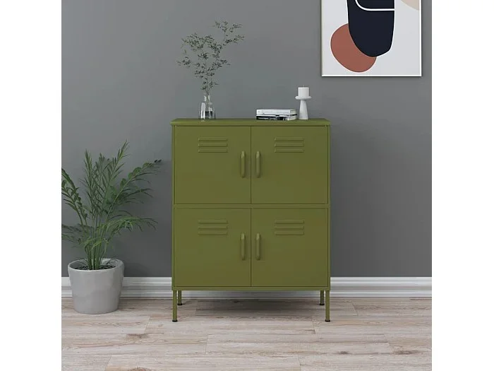 Armario de almacenamiento acero verde oliva 80x35x101,5 cm ES694647