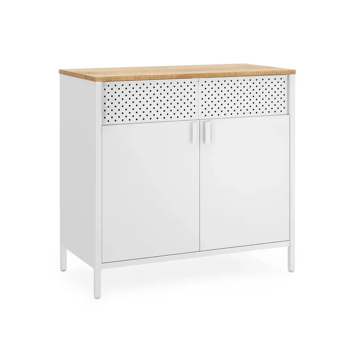 Armario de Almacenamiento Aparador de Metal Estante Ajustable Blanco-SONGMICS