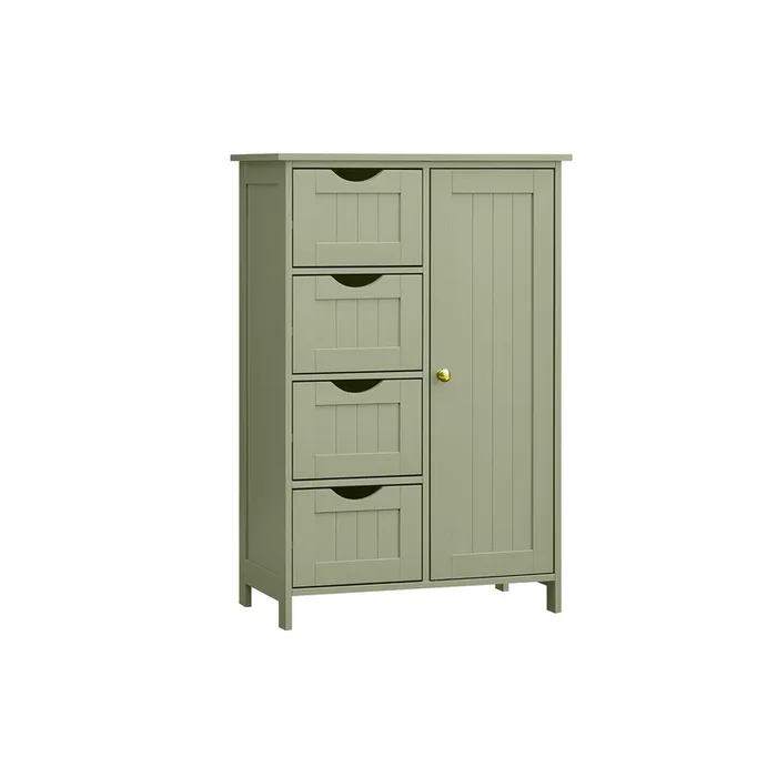 Armario de Baño con 4 Cajones 30 x 55 x 82 cm Verde Bosque-VASAGLE