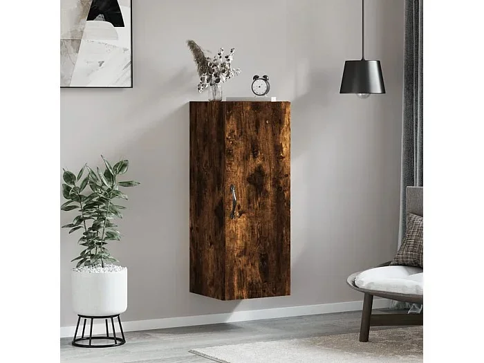 Armario de pared madera ingeniería roble ahumado 34,5x34x90 cm ES514027