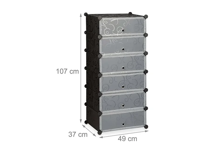 Armario estante mueble zapatero almacenamiento de plástico zapatos modulares 12 pares negro 13_0001661_3