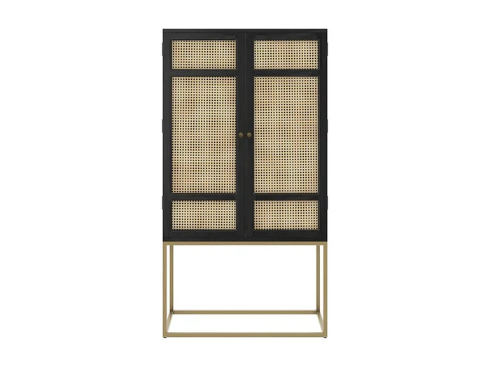 Armario madera negra y caña 2 puertas – Shellona