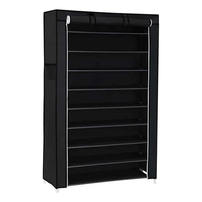 Armario organizador de tela con estantes MATIS 88×160 cm, negro