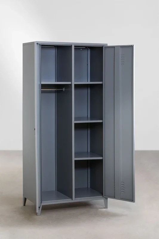 Armario Taquilla de 2 Puertas en Acero Pohpli Gris – SKLUM