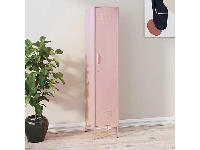 Armario taquilla de acero rosa 35x46x180 cm ES334366