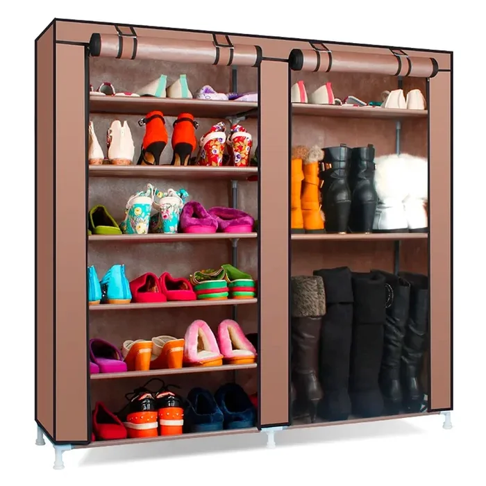 Armario Zapatero Tela para Zapatos y Botas con Puertas Cremallera 110x120x30 cm