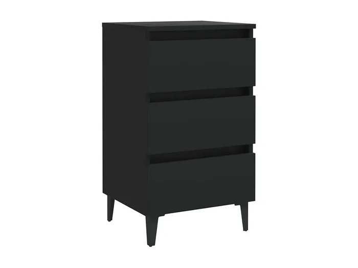 Artan Mesita de noche con patas de metal negro 40x35x69 cm