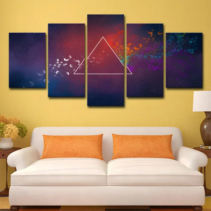 Arte de pared de lienzo de mariposas hermosas modernas para festival de música rock en color morado – Violeta Medio