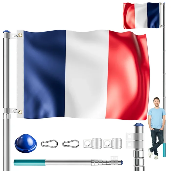 Asta de aluminio 630cm incl bandera de Francia