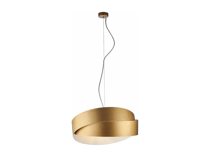 Astro – Lámpara colgante blanca con decoración y oro antiguo, cable de acero ajustable, 2 luces Ø46 cm