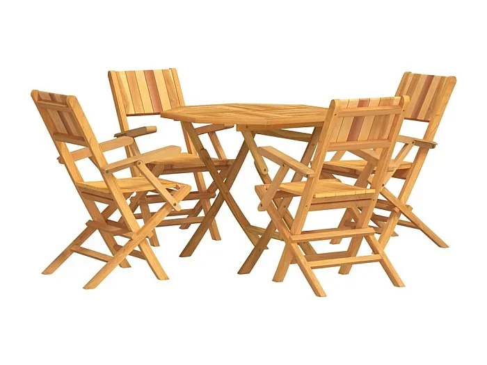 Atherton Juego de comedor para jardín 5 piezas madera maciza de teca