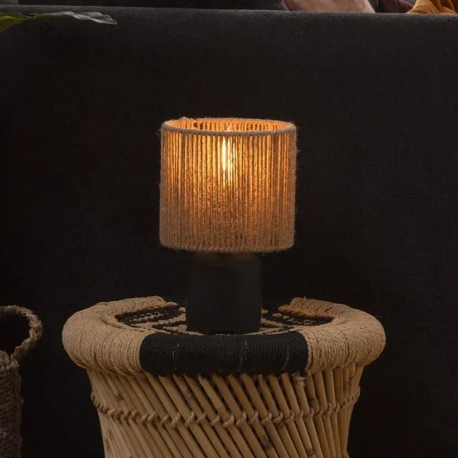 Atmosphera – Lámpara de mesa KOBY 1xE14/40W/230V Cáñamo/negro