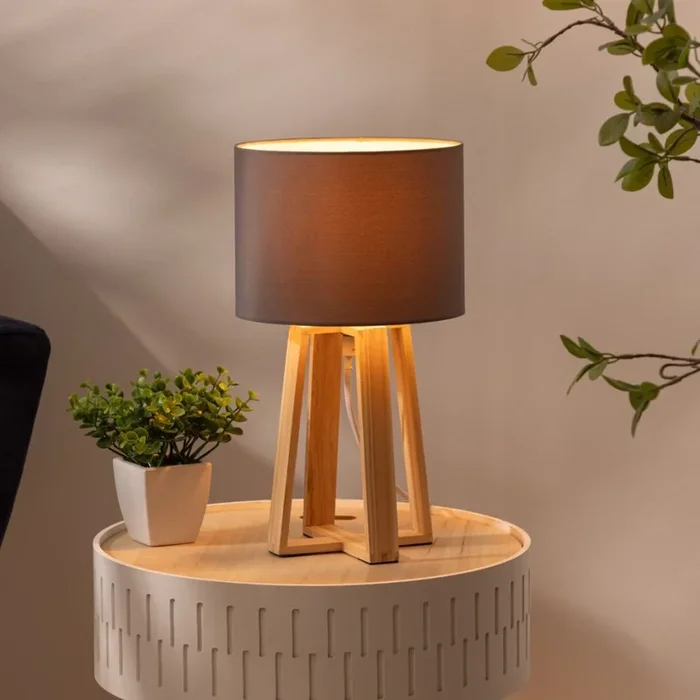 Atmosphera – Lámpara de mesa MOLU 1xE27/25W/230V pino/gris
