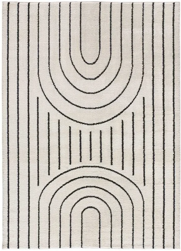 ATTICGO Alfombra geométrica con relieve BLANCHE en color blanco, 120 x 170 cm