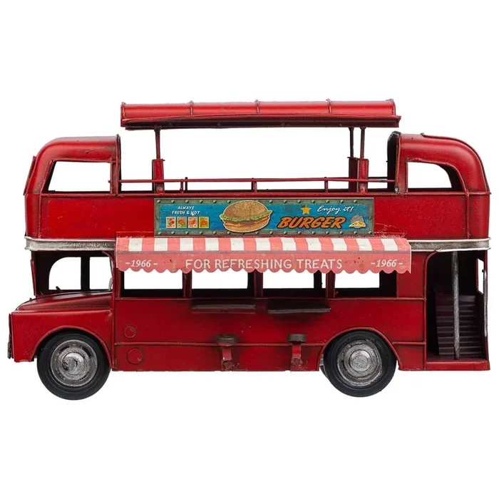 Autobus doble metal rojo 28x14x18.5h cm