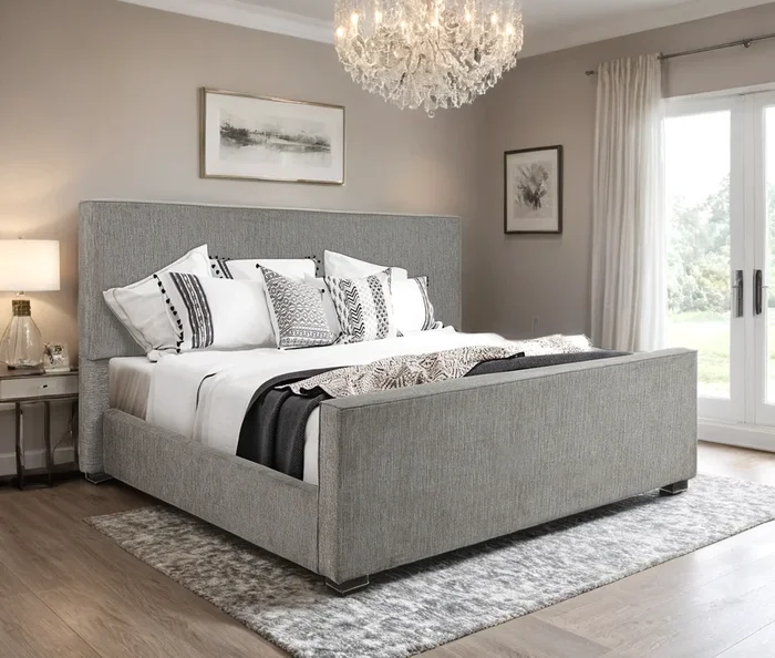 Ava Grey King Panel Bed