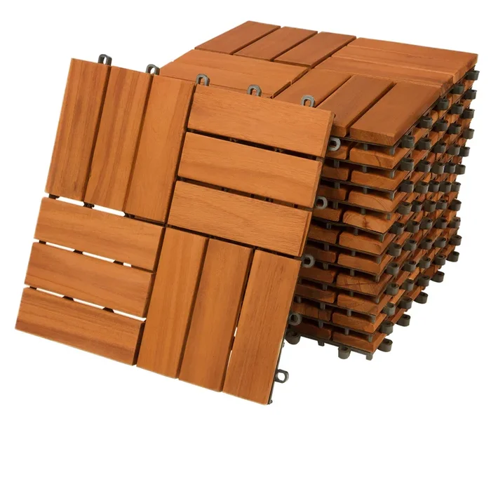 Baldosas de madera set de 11 acacia mosaico 30x30cm clips