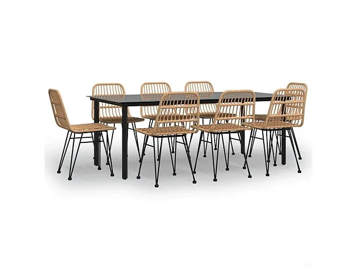 Ballyhaise Juego de comedor de jardín 9 piezas ratán sintético