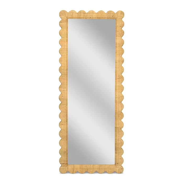 Bama 29.1″ x 75″ Long Natural Rattan Wall Mirror