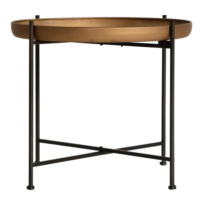 Bamberg Mesa Auxiliar, de Hierro, en color Negro/Oro, de 51x51x45cm – Lastdeco