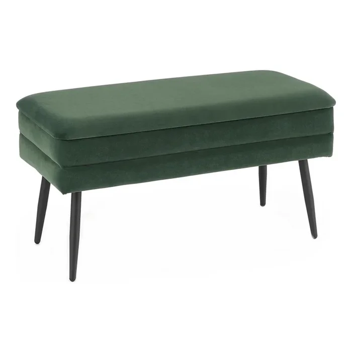 Banco acolchado con espacio de almacenamiento VELVA 37×78 cm verde/negro