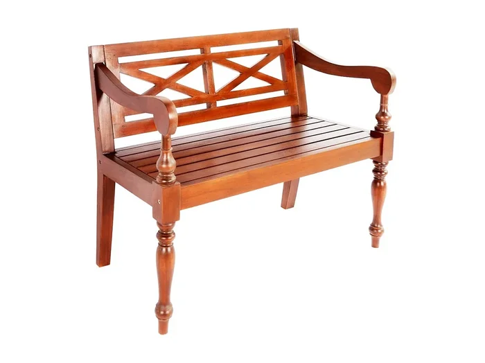Banco Batavia madera maciza de caoba marrón oscuro 98 cm ES395270