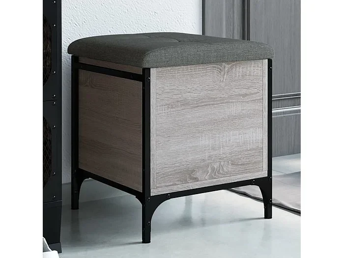 Banco con almacenaje madera ingeniería gris Sonoma 42x42x45 cm