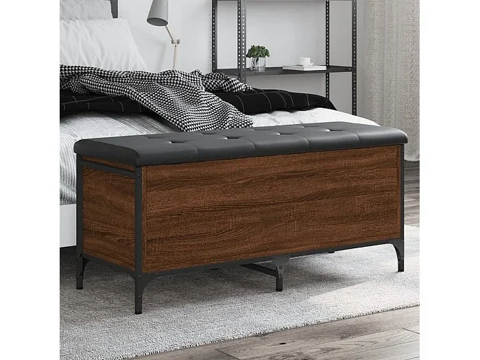Banco con almacenaje madera ingeniería roble marrón 102x42x45cm ES634410