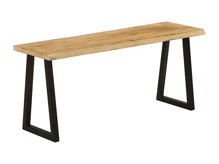 Banco con borde natural de madera de mango maciza 105 cm