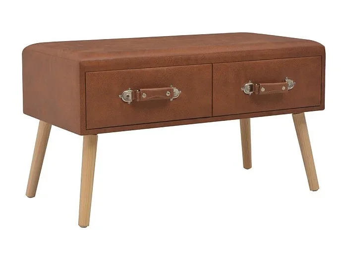 Banco con cajones cuero sintético marrón 80 cm ES336177