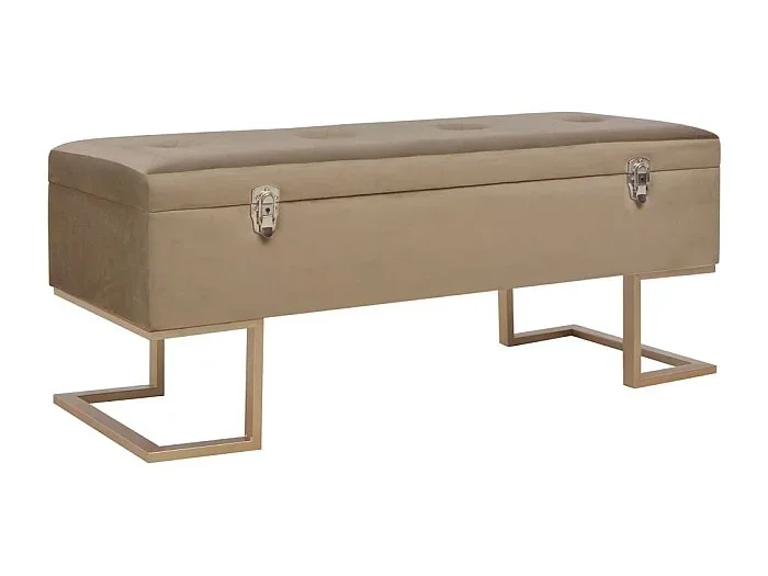 Banco con compartimento 105 cm beige de terciopelo ES779515