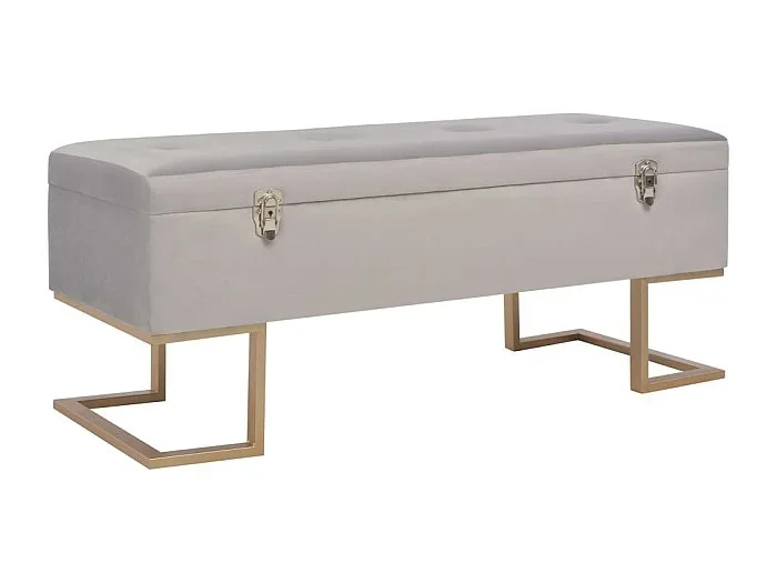 Banco con compartimento 105 cm gris de terciopelo ES570143