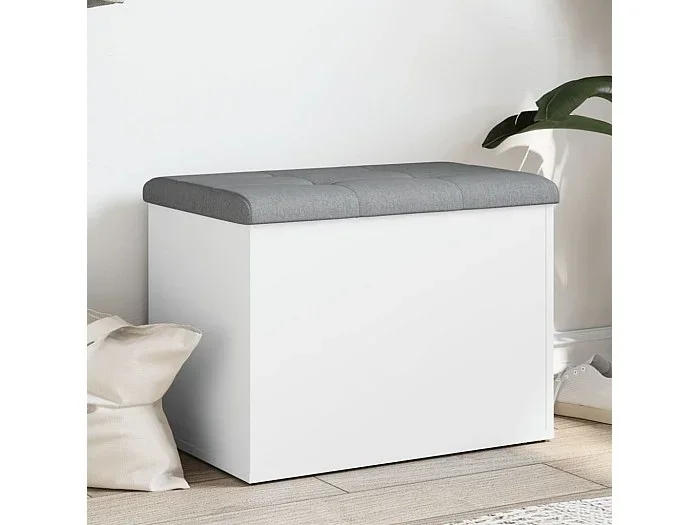 Banco de almacenaje blanco 62x42x45 cm de madera contrachapada