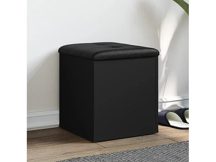 Banco de almacenaje negro 42x42x45 cm de madera contrachapada