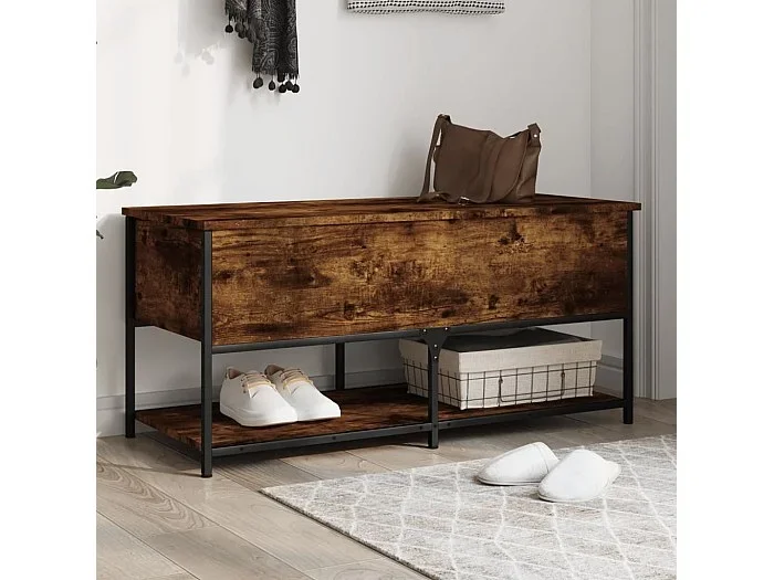 Banco de almacenaje roble ahumado 100×42,5×47 cm madera contrachapada