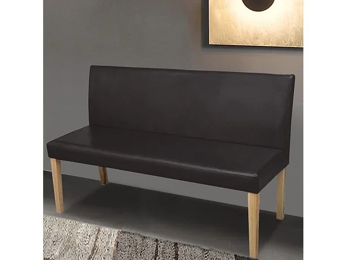Banco de cuero sintético 139,5 cm marrón oscuro ES632294