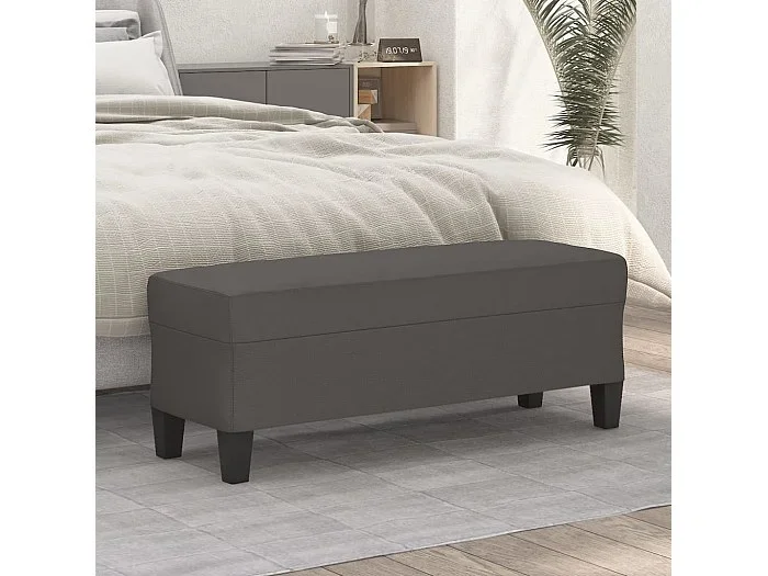 Banco de cuero sintético gris 100x35x41 cm