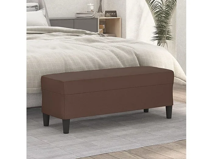 Banco de cuero sintético marrón 100x35x41 cm ES240401