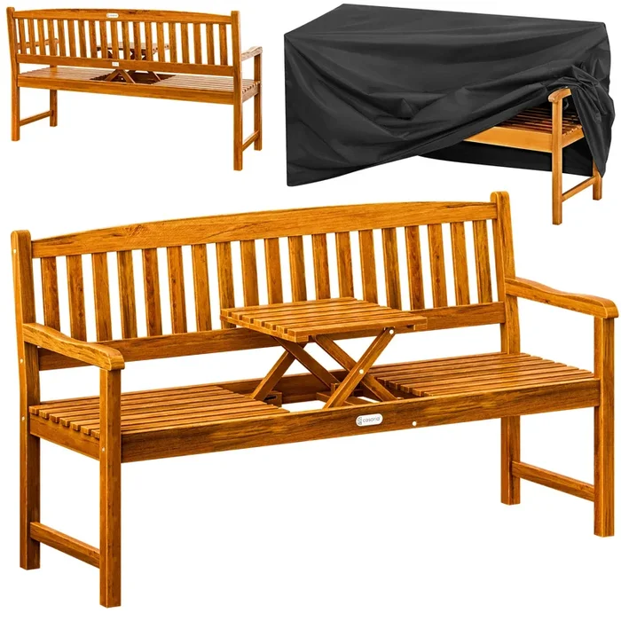 Banco de jardín picnic eucalipto certificado FSC® con funda