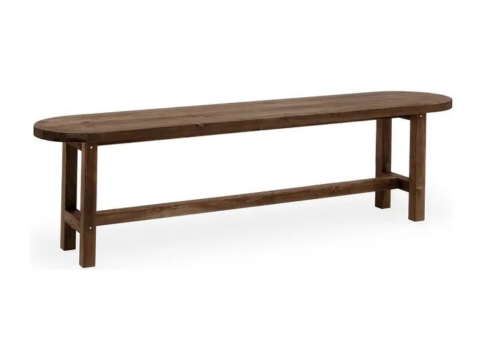 Banco de madera de abeto ovalado Decowood para interiores en color nogal de 120x45cm – OLIVIA – DECOWOOD