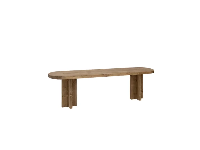 Banco de madera de abeto ovalado Decowood para interiores en color roble oscuro de 160x45cm – TOKYO – DECOWOOD