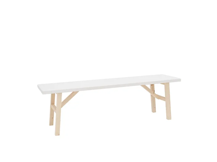 Banco de madera de abeto rectangular Decowood para interiores en color blanco de 115x45cm – SIEP – DECOWOOD